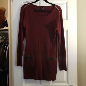 Red Sweater Dress with Pockets